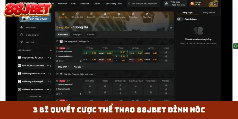 3 bí quyết cược thể thao 88JBET đỉnh nóc