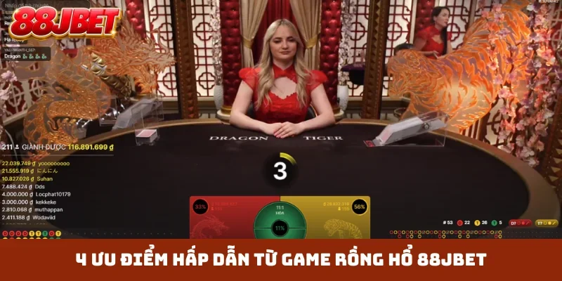 4 ưu điểm hấp dẫn từ game Rồng Hổ 88JBET