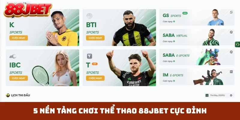 5 nền tảng chơi thể thao 88JBET cực đỉnh