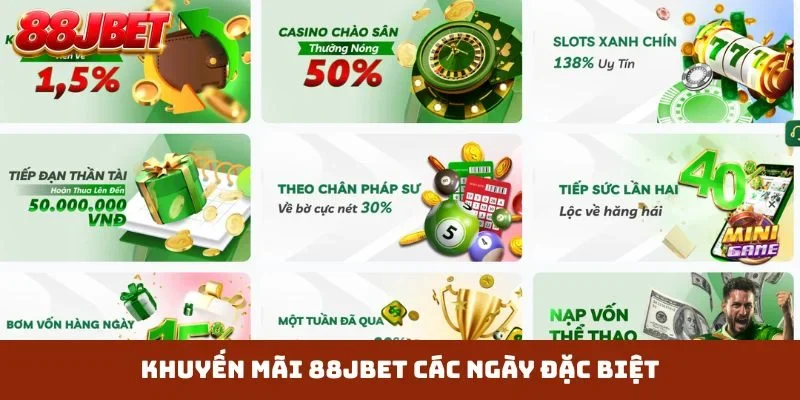 Khuyến mãi 88JBET các ngày đặc biệt